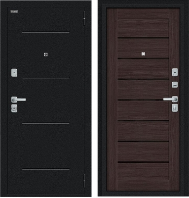 Дверь Браво Техно/BChrome Букле черное/Wenge Melinga